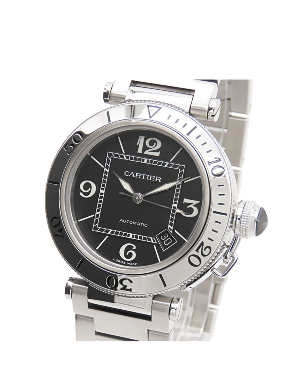 Cartier Pasha Seatimer Black SS Watch Automatic